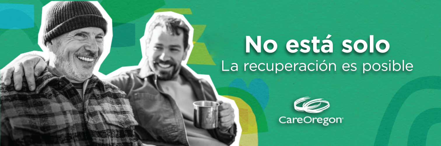 Un cartel con el lema "No está solo" en apoyo de la campaña de salud conductual de 2023 de CareOregon.