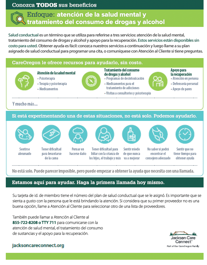 Portada del folleto explicativo sobre salud conductual de JCC