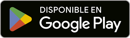 google play download Un botón negro que permite a los usuarios descargar la aplicación; el botón dice "Obténgala en Google Play" con el logotipo de Google en forma triangular.