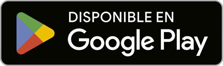 Un botón negro que permite a los usuarios descargar la aplicación; el botón dice "Obténgala en Google Play" con el logotipo de Google en forma triangular.